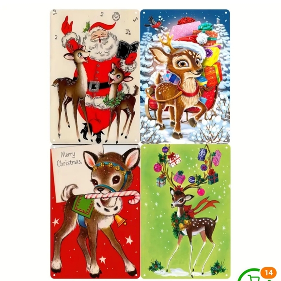 ONE Christmas Vintage Reproduction Metal Tin Sign 8X12". MESSAGE ME WITH… - Picture 2 of 11